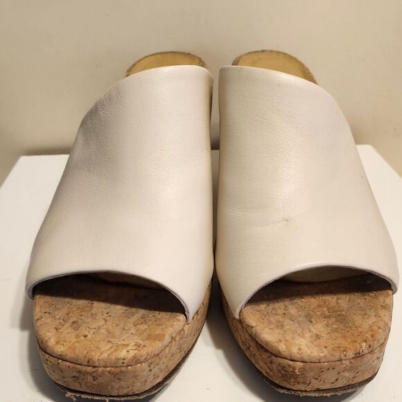 Vince "Wyatt-E" White Leather Platform Chunky Cork Heel Sandals Sz. 7.5 Ret.$325 - Picture 6 of 9